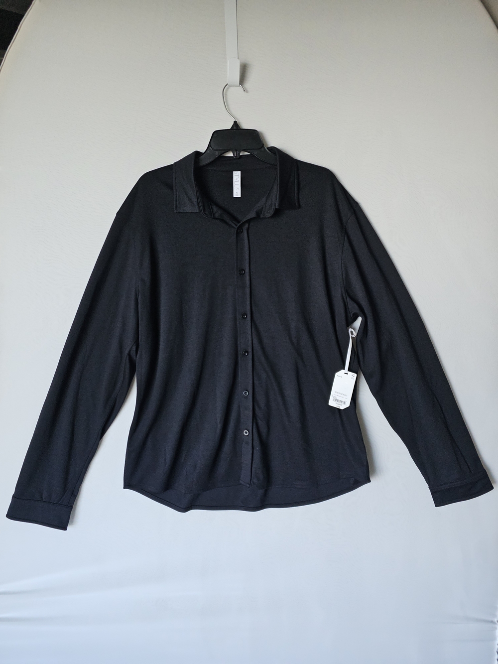 NWT Stylus Men's Knit Button Down Long Sleeve Shirt Black XL